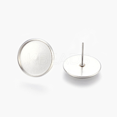 Tarnish Resistant Eco-Friendly 316 Surgical Stainless Steel Stud Earring Settings STAS-F181-01P-14mm-1