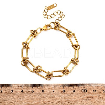667 Stainless Steel(Grade 201 Equivalent) Paperclip Chain Bracelets for Women BJEW-P347-03G-1