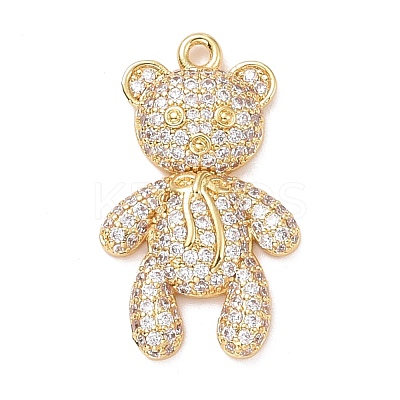 Eco-friendly Brass Micro Pave Clear Cubic Zirconia Pendants KK-D079-02G-1