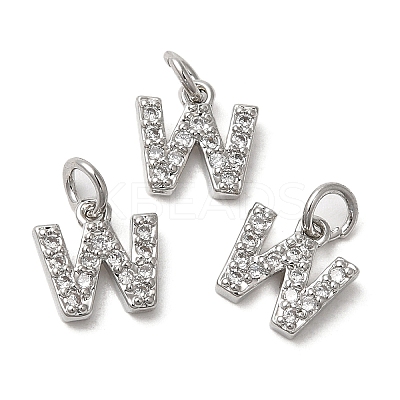 Brass Micro Pave Grade AAA Cubic Zirconia Charms ZIRC-P067-11P-W-NR-1