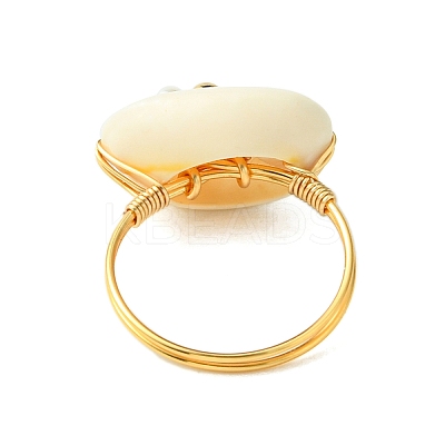 Natural Shiva Eye Shell Finger Rings RJEW-TA00166-1