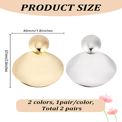 2 Pairs 2 Colors Alloy Flat Round Stud Earrings EJEW-LP0001-80-1