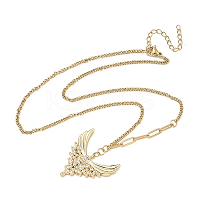 304 Stainless Steel Micro Pave Clear Cubic Zirconia Pendant Necklaces for Women NJEW-Z103-01G-07-1