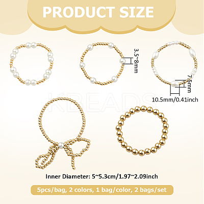 2 Bags 2 Colors Round Acrylic Bead Stretch Bracelets for Women BJEW-GO0001-08-1