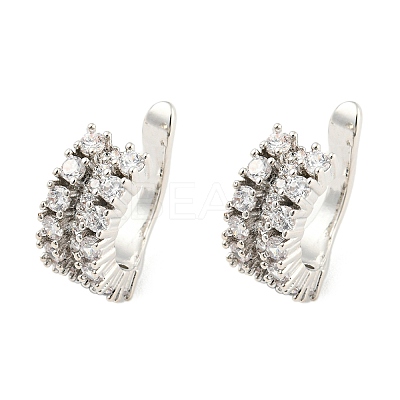 Brass Cubic Zirconia Cuff Earrings for Women EJEW-K245-44P-1