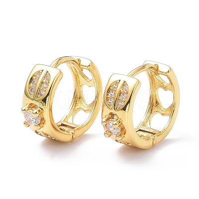 Brass Micro Pave Cubic Zirconia Hoop Earrings ZIRC-P090-06G-1