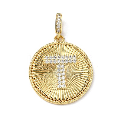 Brass Micro Pave Clear Cubic Zirconia Pendants KK-L253-17G-T-1