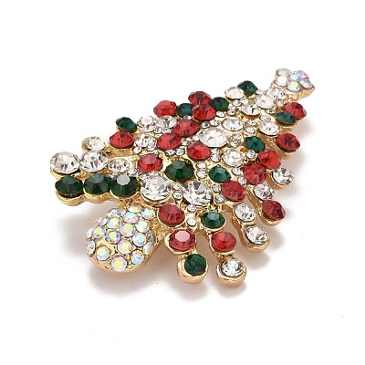 Colorful Christmas Tree Rhinestone Brooch JEWB-A004-10G-1