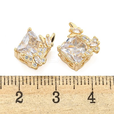 Rack Plating Brass Micro Pave Clear Cubic Zirconia Beads KK-F089-35G-01-1