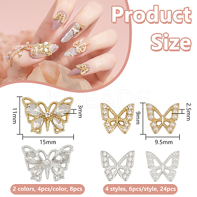 6 Styles Alloy Rhinestone Cabochons FIND-OC0013-52-1