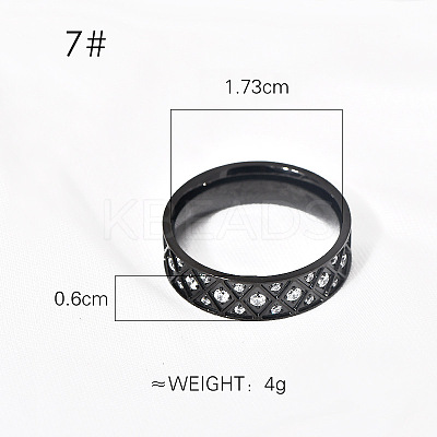 304 Stainless Steel with Clear Cubic Zirconia Finger Rings FS-WG2FC1C-01-1