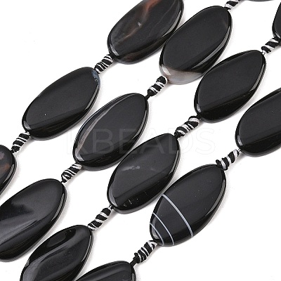 Natural Banded Agate Beads Strands G-F825-H01-01C-1