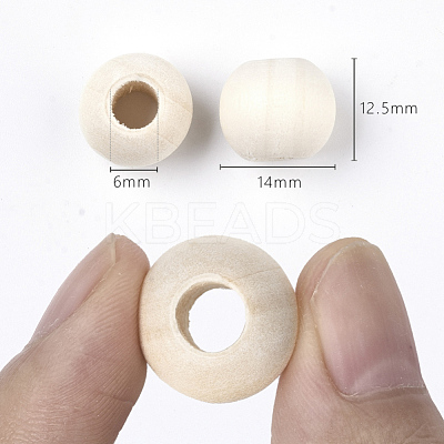 Unfinished Natural Wood European Beads WOOD-Q041-04D-1
