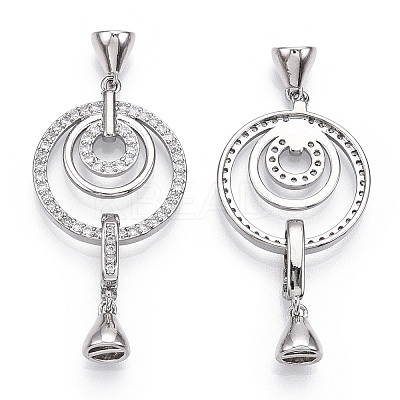 Brass Micro Pave Clear Cubic Zirconia Fold Over Clasps KK-P223-43-1