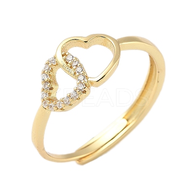 Brass Micro Pave Cubic Zirconia Adjustable Finger Rings for Women RJEW-C132-07G-1