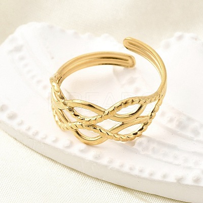 304 Stainless Steel Adjustable Open Cuff Rings for Women RJEW-U062-01E-G-1