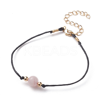 Natural Rose Quartz Beaded Bracelets BJEW-JB05505-03-1