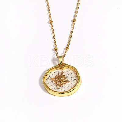 Brass & Epoxy Resin Glitter Powder Pendant Necklaces for Women WG08644-05-1