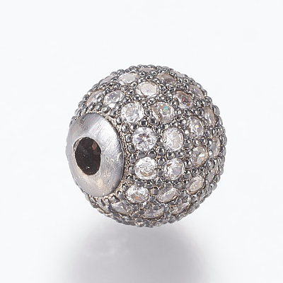 Brass Micro Pave Cubic Zirconia Beads ZIRC-E134-10mm-04B-1