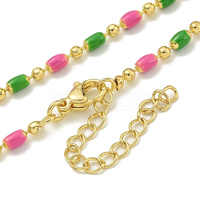 Brass Enamel Column Link Chain Necklaces NJEW-H039-10A-03G-1