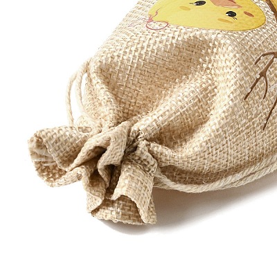 12Pcs 12 Styles Easter Egg Chick Rabbit Printed Rectangle Burlap Cloth Packing Pouches ABAG-U006-01-1