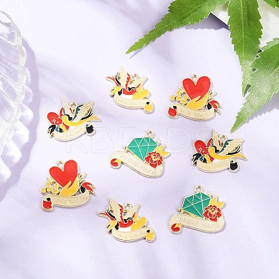 8Pcs 4 Styles Mother's Day Theme Alloy Enamel Pendants ENAM-FP0002-25-1