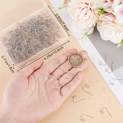 300Pcs 316 Surgical Stainless Steel Earring Hooks STAS-BBC0006-24-1