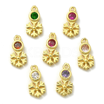 30Pcs Brass Micro Pave Cubic Zirconia Pendants ZIRC-CJ0001-18-1