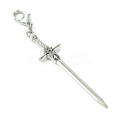 Alloy Sword Big Pendant Decoration HJEW-JM02179-1