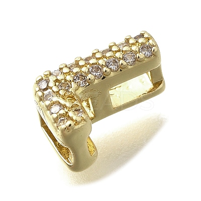 Brass Micro Pave Cubic Zirconia Letter Multi-Strand Links KK-D295-32G-12-1