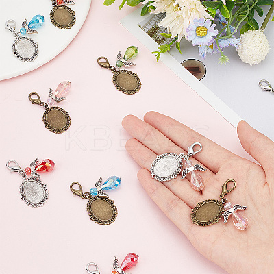 40Pcs 8 Style Oval Alloy Pendant Locket Pendant Decorations HJEW-AB00200-1