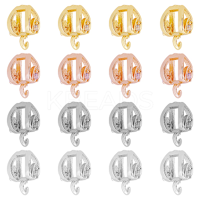 16Pcs 4 Colors Rack Plating Brass Micro Pave Cubic Zirconia Hanger Links KK-DC0003-65-1