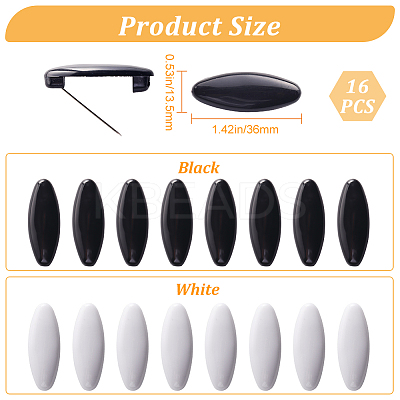 8Pcs Plastic Oval Brooch Pins JEWB-WH0023-51P-01-1