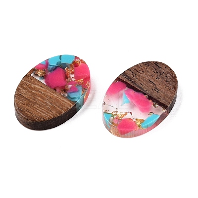 Transparent Resin and Walnut Wood Pendants RESI-T057-04K-1