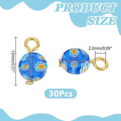 30Pcs Millefiori Glass Pendants PALLOY-AR00046-1