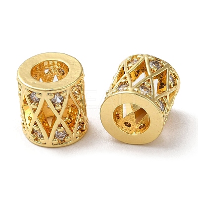Brass Micro Pave Cubic Zirconia European Beads KK-P239-26G-1