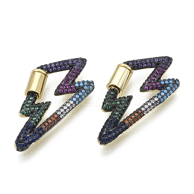 Brass Micro Pave Cubic Zirconia Screw Carabiner Lock Charms ZIRC-N039-014B-NF-1