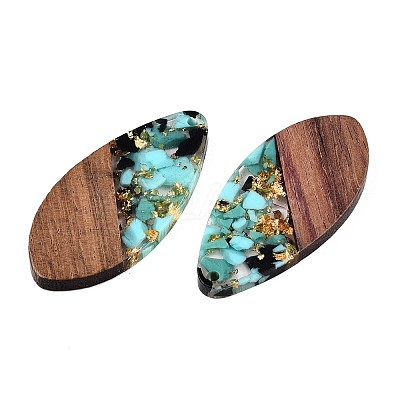 Transparent Resin and Walnut Wood Pendants RESI-T057-05J-1