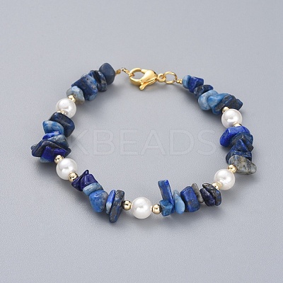 Natural Gemstone Chip Beaded Bracelets BJEW-JB04933-1