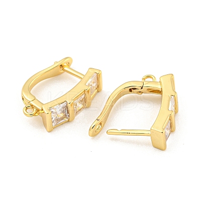 Rack Plating Brass Micro Pave Cubic Zirconia Hoop Earring Findings EJEW-C102-22G-1