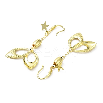 Rack Plating Brass Star & Horse Eye Dnagle Earrings KK-C029-09G-1