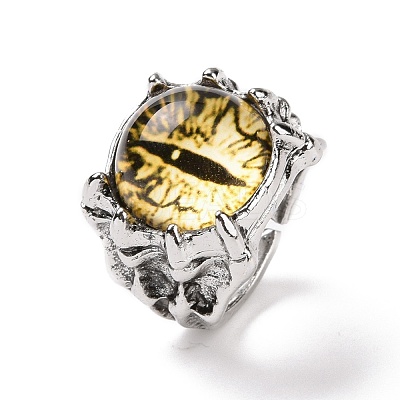 Dragon Eye Glass Wide Band Rings for Men RJEW-E017-01AS-04-1