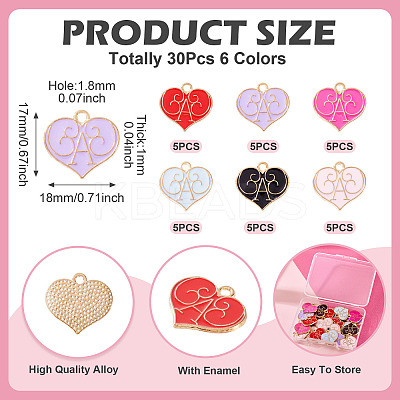 30Pcs 6 Colors Alloy Enamel Pendants ENAM-TA0009-04-1