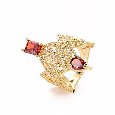 Brass Micro Pave Cubic Zirconia Wide Band Rings RJEW-S045-120-NR-1