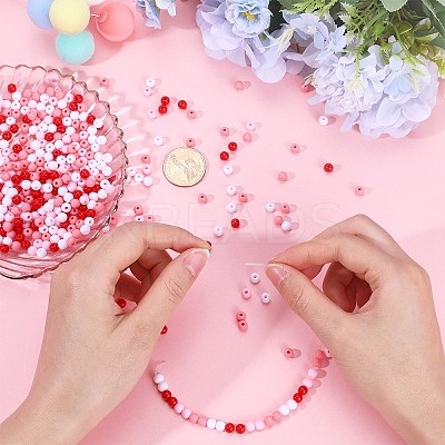 1200Pcs 4 Colors Valentine's Day Themed Opaque Acrylic Beads MACR-SC0001-42-1