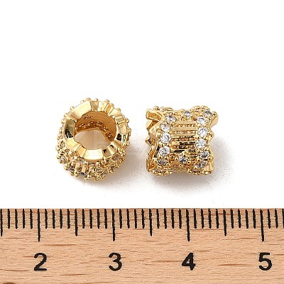 Rack Plating Brass Micro Pave Cubic Zirconia European Beads KK-Q795-03-1