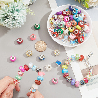 100Pcs 5 Styles Resin & Acrylic European Beads RPDL-NB0001-24-1