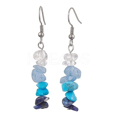 Natural Mixed Stone & Synthetic Turquoise Dangle Earrings EJEW-JE06030-1