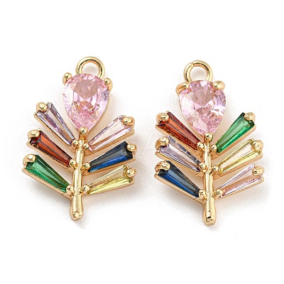 Brass Micro Cubic Zirconia Pendants KK-Q789-24G-1