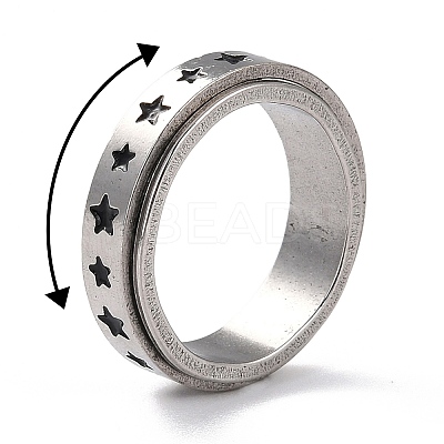 Non-Tarnish 203 Stainless Steel Rotating Spinner Fidget Band Rings for Anxiety Stress Relief LS-RJEW-G118-10P-1